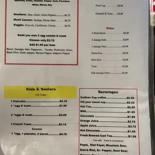 menu for maw maw's diner