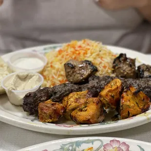 two plates of food on a table