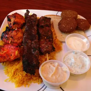 Mix Kabob Plate with a side of Falafel