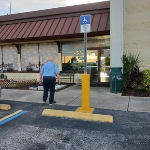Front entrance and handicapped parking