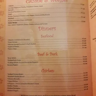 a menu for a restaurant