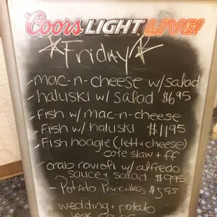 Friday night lent specials, eat in or take out.