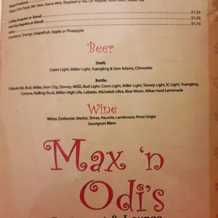 menu