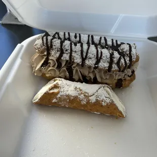 Cannoli and cream puff