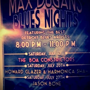 Come see the best blues in Hazel Park in Oakland County 844 East 10 mile 48030 starts at 8 pm get here early to get a seat