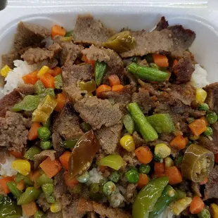 Rice &amp; Veggies w/ Gyro Meat.