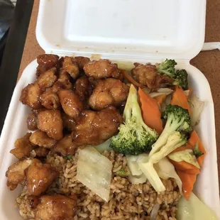 Orange chicken (veggies and rice side)