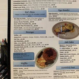 Monday- Friday specials  Only , Kid&apos;s menu , Eggs Benedict, Beverages , Side orders, Waffles , oatmeal &amp; fruit