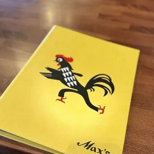 a rooster on a menu