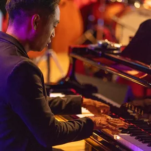 Jason Corpuz on piano at Maxan Jazz Club