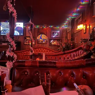Red leather booths