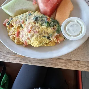 Greek omelette with fruit.