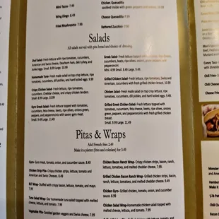 menu