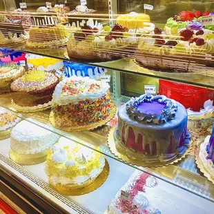 Variety of decorated cakes