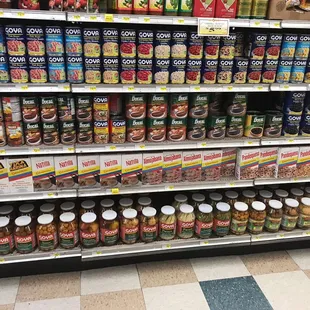 a variety of canned food items