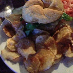 Sirloin burger with mushrooms, onions and Swiss!