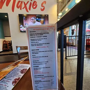 Drink menu