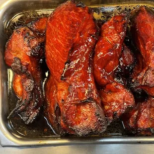 a variety of meats and sides