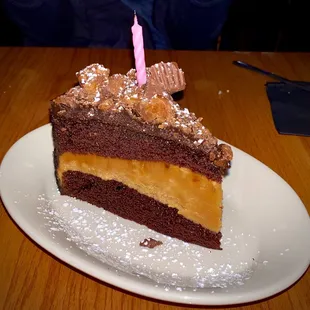 Reese&apos;s Pie with chocolate and peanut layers - a very nice birthday dessert!!!