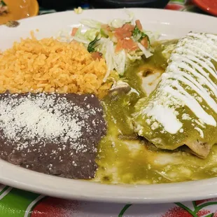 Enchiladas De Res Dinner -note: you get two. One was already gone when I realized I didn't get a picture!