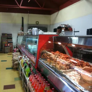 a deli counter in a grocery store