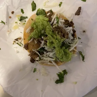 Carne asada taco with Jalapeno cilantro salsa