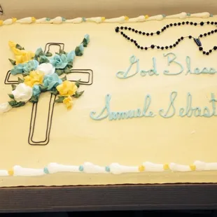 Cakes to order! This is a casada cake for a Christening we catered!