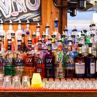 a variety of liquors