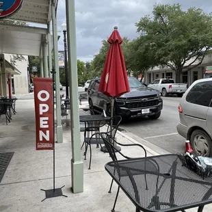 Some uncovered outdoor seating