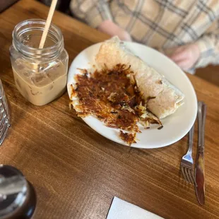 Iced latte and a breakfast burrito- Bomb!