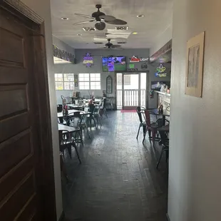 Inside view from the restroom hallway