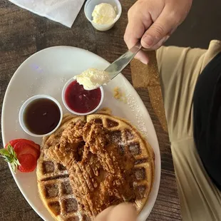 Chicken and waffles