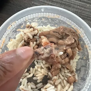 Bone fragment in my black eyed peas and rice