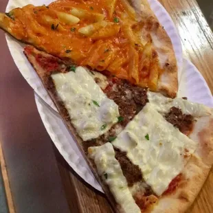 Top: penne pizza Bottom: cheesesteak pizza