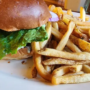 Burger and disgustingly stale fries