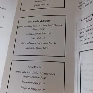 Part of the menu. Inside the Auburn, California of Holiday Inn.