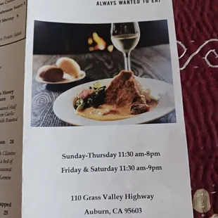 Picture of their menu April 14, 2022