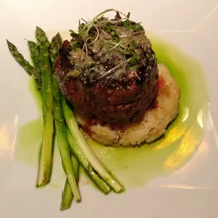 8 oz. Filet Mignon with potatoes and asparagus.  AMAZING!
