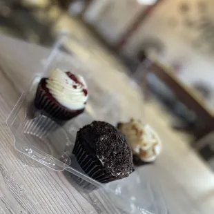 From left to right: Red velvet, Oreo, and Honey almond
