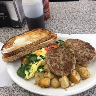 Greek omelet breakfast with a side of Turkey sausage -- loved it.