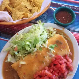 Chicken and bean smothered burrito