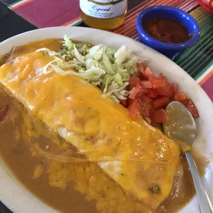 Smothered Chicken &amp; Bean Burrito