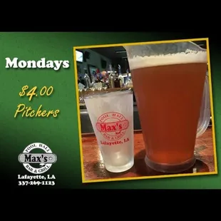 $4 pitchers all day Monday at Max&apos;s