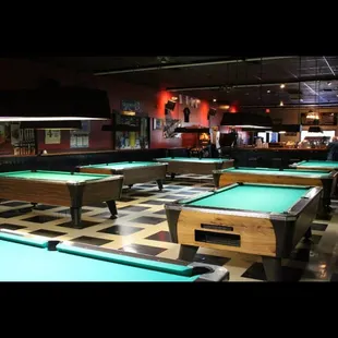 8 pool tables. Only .50 cents per game or $5/hour