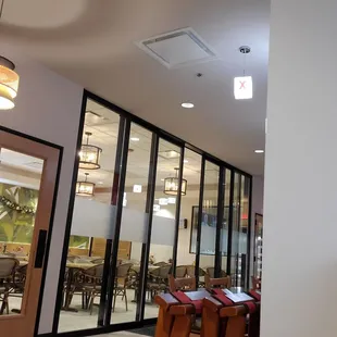 Inside seating also has doors that make it a seperate dining space