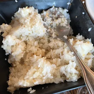 Super malata ( soggy- almost paste- like)garlic fried rice