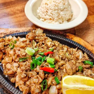 Sisig with garlic fried rice