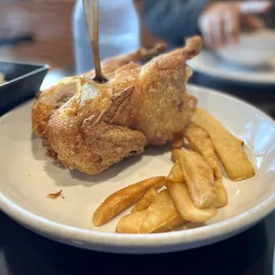 Max &apos;s Fried Chicken, served with French Fries
