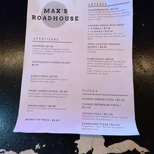 Current menu as of 6/2/21