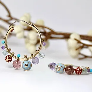 a close up of a pair of earrings